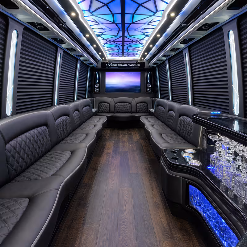 15 Passenger Party Bus Interior