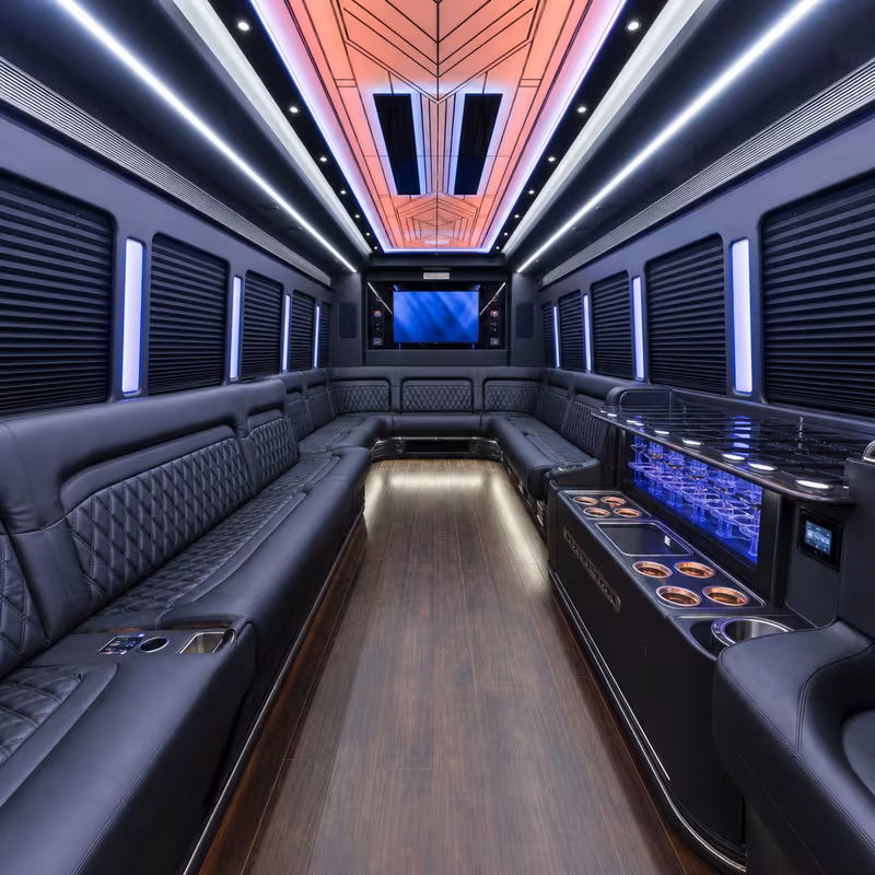18 Passenger Party Bus Interior