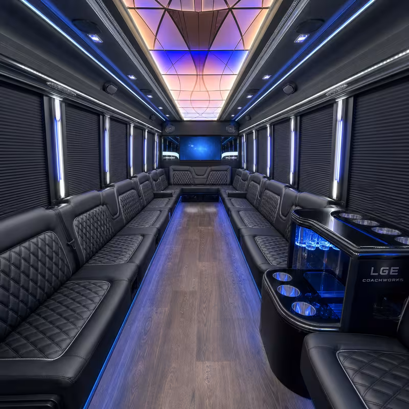 20 Passenger Party Bus Interior