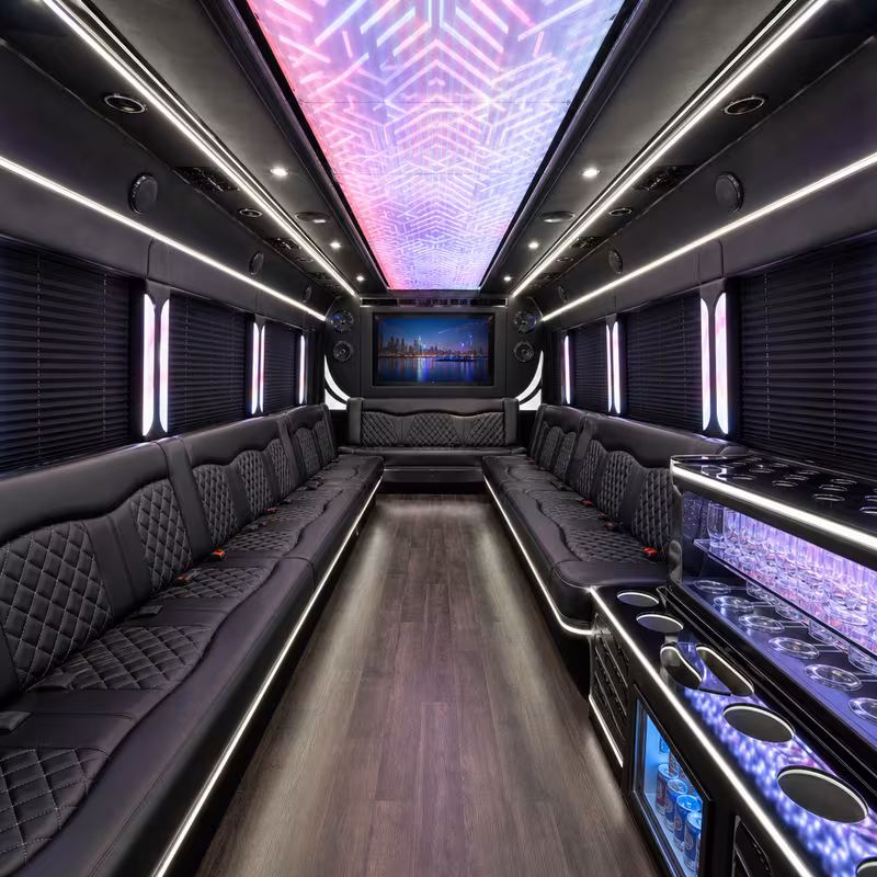 25 Passenger Party Bus Interior