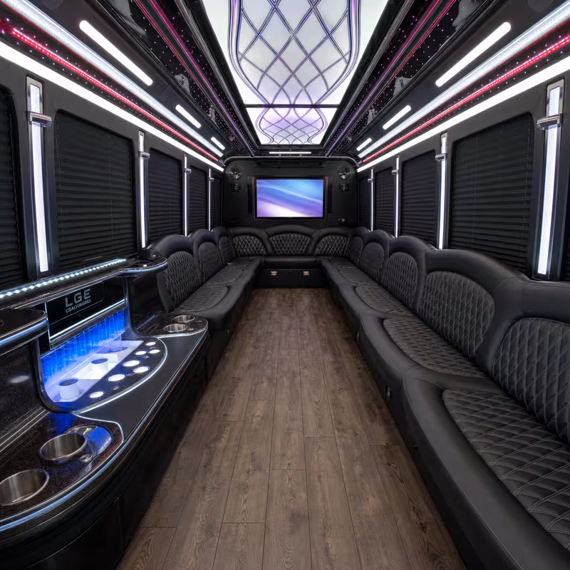 28 Passenger Party Bus Interior