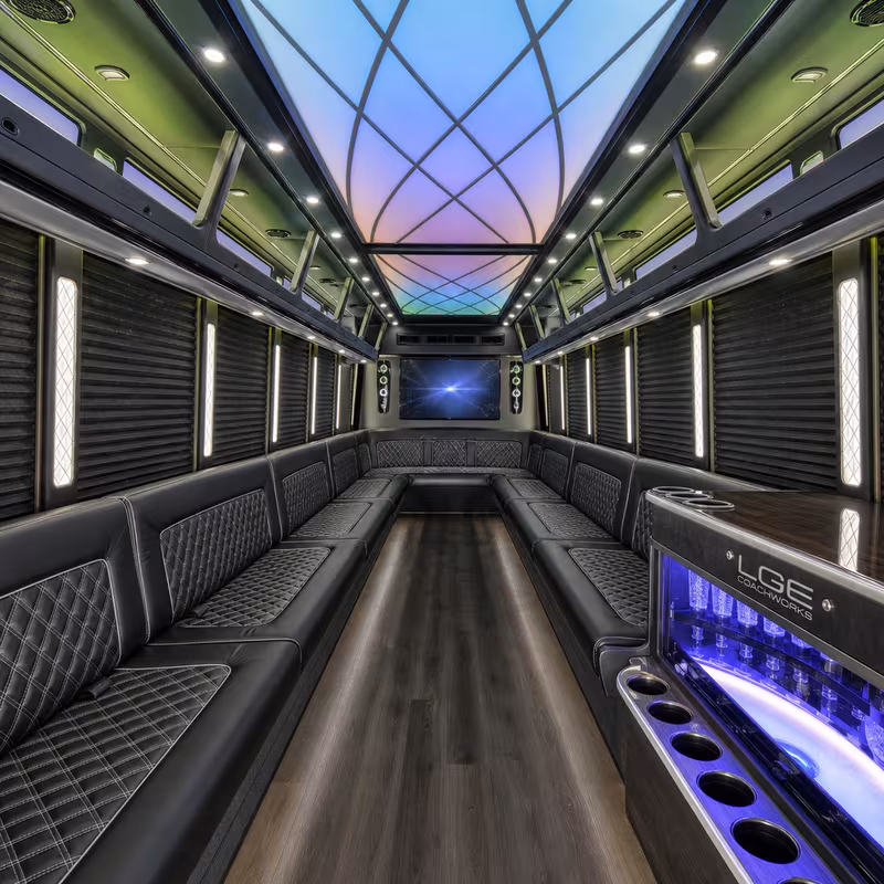 28 Passenger Party Bus Interior
