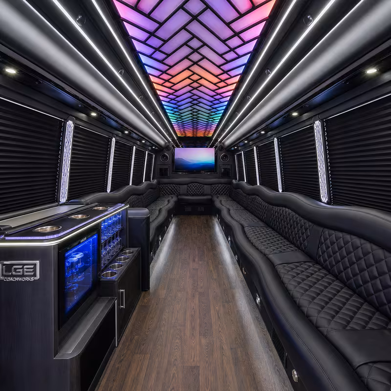 50 Passenger Party Bus Interior