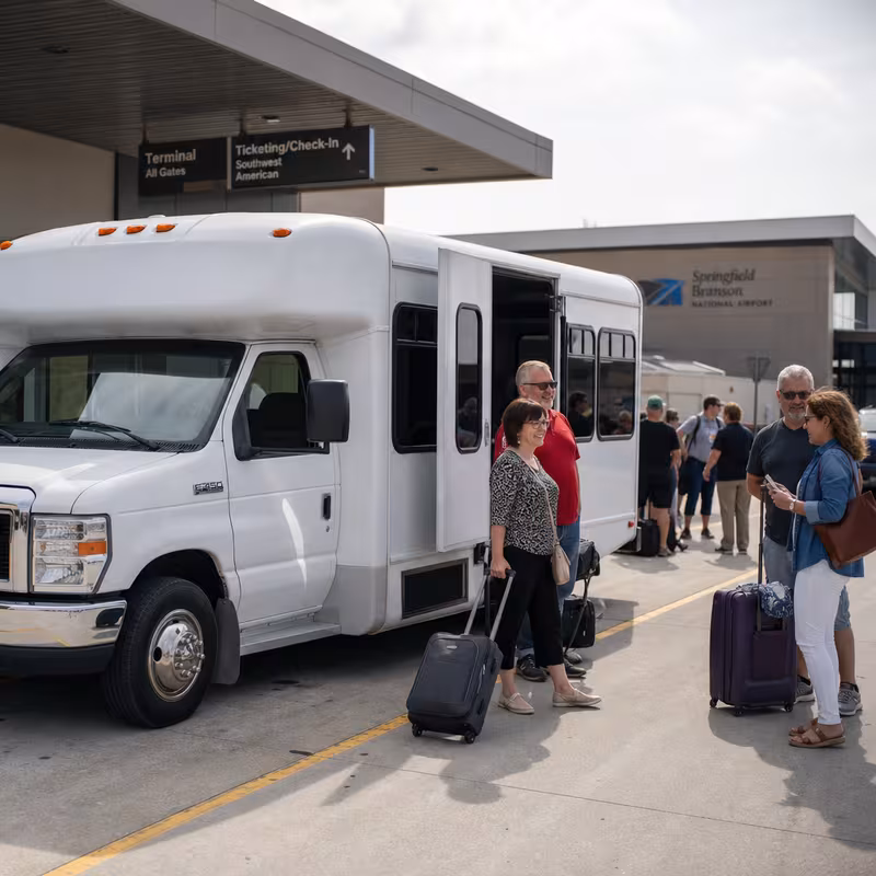 Black Mercedes Sprinter van staged for an Springfield Airport Transportation group
