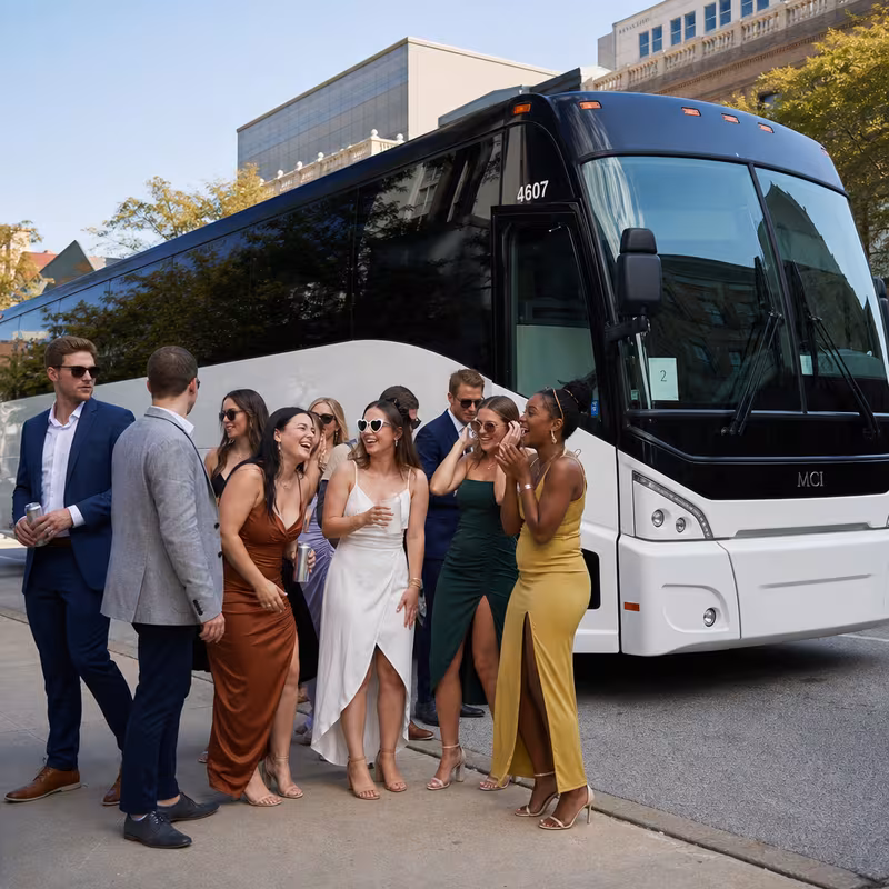 Passengers loading luggage while boarding an Springfield group shuttle