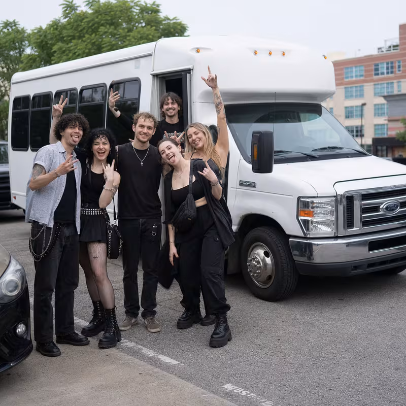 Black Mercedes Sprinter van staged for an Springfield Concert Transportation group