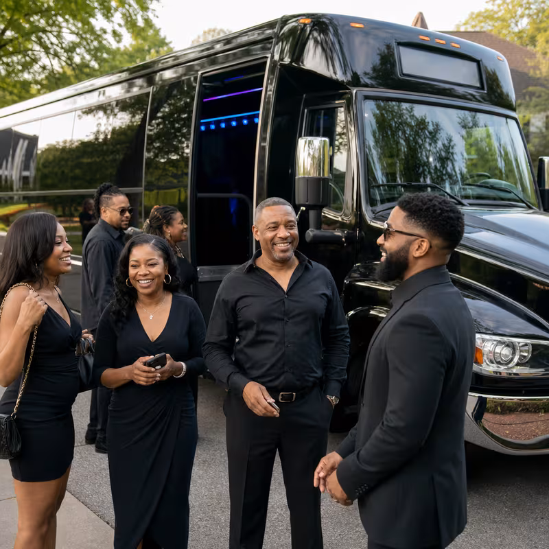 Passengers loading luggage while boarding an Springfield group shuttle