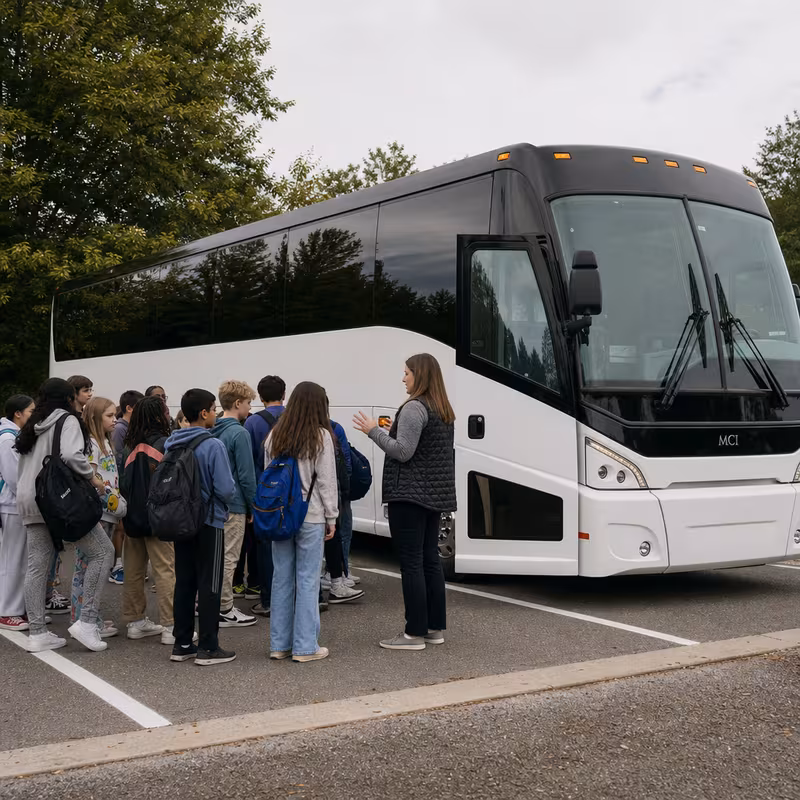 Black Mercedes Sprinter van staged for an Springfield School Transportation group