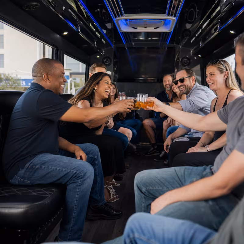 Black Mercedes Sprinter van staged for an Springfield Winery & Brewery Tour Transportation group